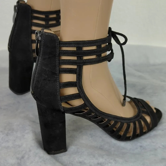 Franco Sarto Ankle Tie Sandals With Chunky High Heels The "Ernie" - Picture 6 of 17